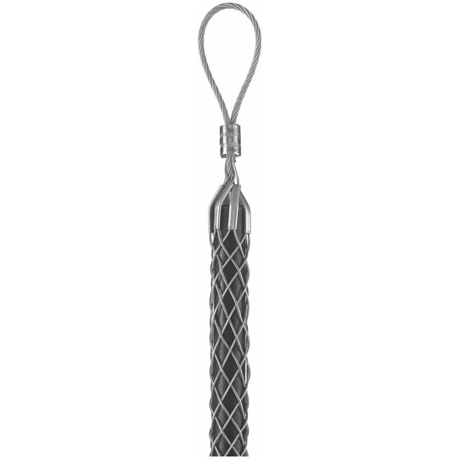 Kellems Standard Light Duty Cable Grip, Galvanized Steel, Single Weave, Flexible Eye, 1.2 to 1.5 in.