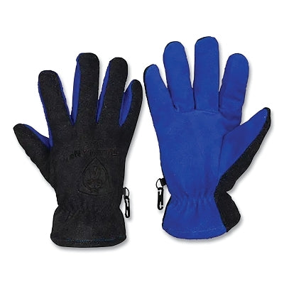 Winter Gloves with ColdBlock Lining, Cowhide, Polar Fleece, Large, Blue/Gray
