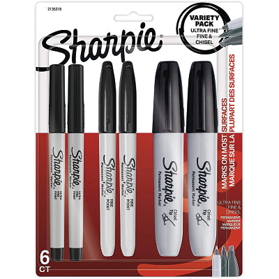 Assorted Tips Permanent Marker Set, Black