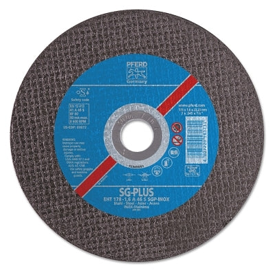 Type 1 SGP-INOX Flt Cut-Off Whl, 4 1/2 in Dia, .04 in Thick, 60 Grit, Alum Oxide