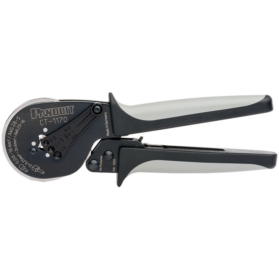 Ferrule Crimp Tool, Black, Square Profile, 28 to 5 AWG, Compatible with Pan-Term Ferrules
