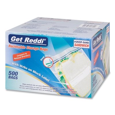 Double Zipper Reclosable Bags, 6.5 in x 5.9 in, 1.2 mil, Sandwhich