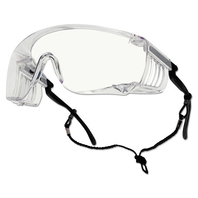 Override Safety Glasses, Clear Poly Anti-Fog/Anti-Scratch Lens, Black Frame