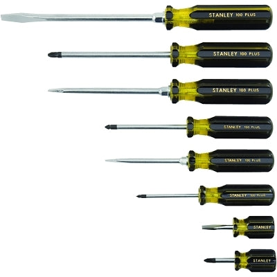 100 Plus 8 Pc Combination Screwdriver Set, Phillips, Slotted, 1/4 in, 7/32 in, 5/16 in, 3/8 in