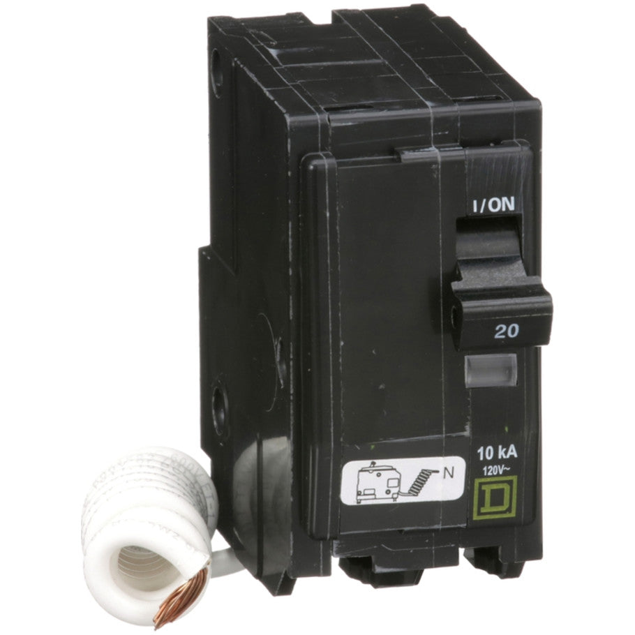 QO Miniature Circuit Breaker, Switch Neutral, Common Trip, 10kA, 120 Vac, 2-Pole, 20A