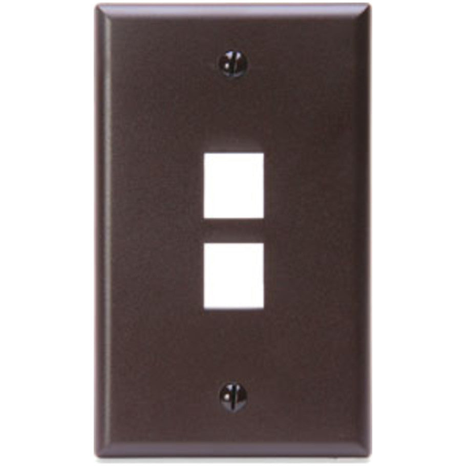 QuickPort Standard Plastic Wallplate, 1-Gang, 2-Port, Brown