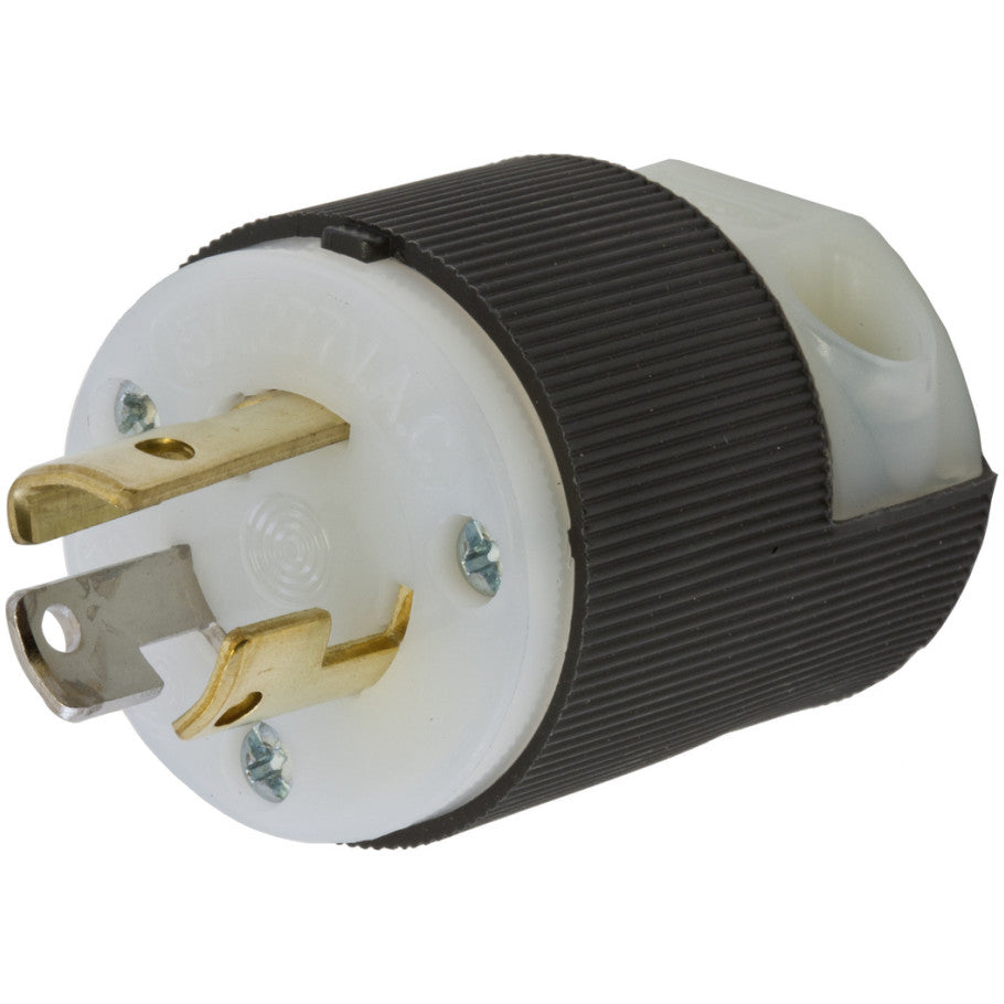 Twist-Lock Locking Plug, 15A, 277V, 2P3W, Black and White