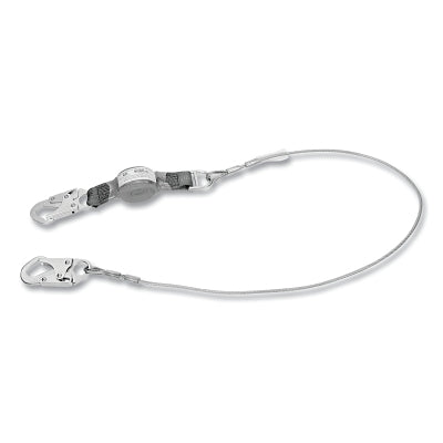 V-SERIES Standard Shock Absorbing Lanyard, 6 ft, Single, Small/Small Snaphooks, Cable, Fixed, 310 lb