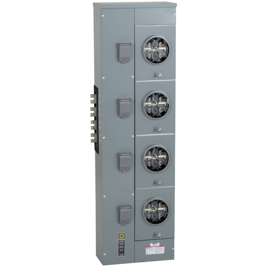 EZ Meter Pak EZML Commercial Branch Unit, 5 Jaw Ringless Socket With Lever Bypass and Jaw Release, 225A, 3 Phase IN
