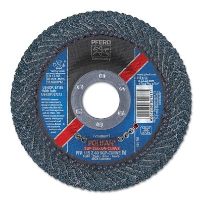 POLIFAN Curve Flap Wheel, 4-1/2 in x 5/8 in, 60 Grit, 13300 RPM