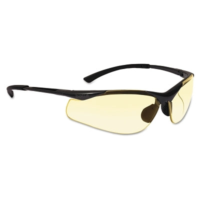 CONTOUR Safety Glasses, Yellow Polycarbonate Lens, Anti-Fog/Anti-Scratch, Gray/Black Nylon/Rubber Frame