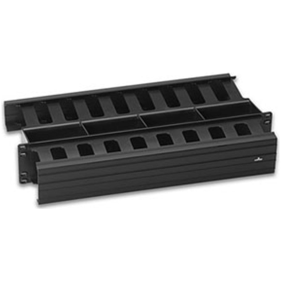 Versi-Duct Slotted Cable Manager with Covers, PVC, Horizontal, Front and Rear, Black, 2RU
