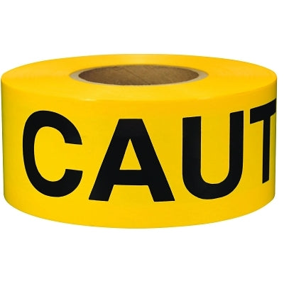 Barricade Tape, 3 in x 1000 ft, 2 mil, Yellow, CAUTION