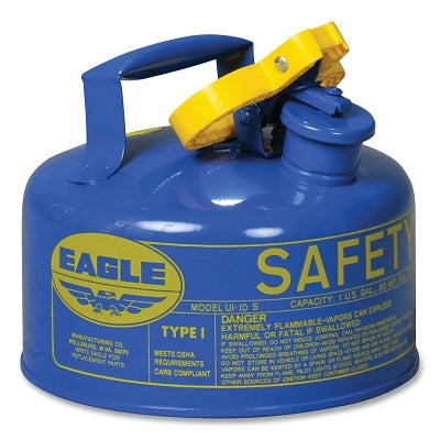 Safety Can, Type I, 1 gal, 24-ga Galvanized Steel, Kerosene, Blue