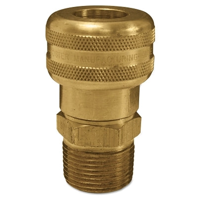 Air Chief Industrial Semi-Auto Coupler, Pipe Thread, 1/4 in Body Size, 3/8 in (NPT) M, Brass