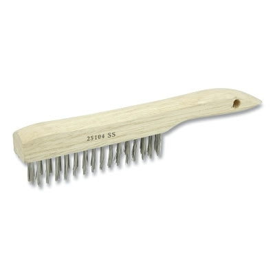 Vortec Pro Scratch Brush, 10 in L 4 X16 Rows, Stainless Steel, Hardwood Curved Handle