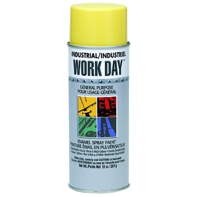 Industrial Work Day Enamel Paint, 10 oz Aerosol Can, Yellow