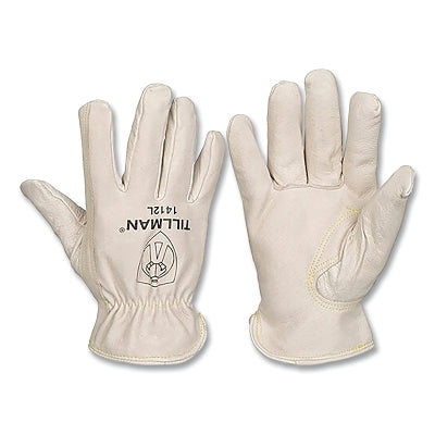 Drivers Gloves, Large, Cotton Stitching/Top Grain Pigskin, Fleece Lining, Pearl