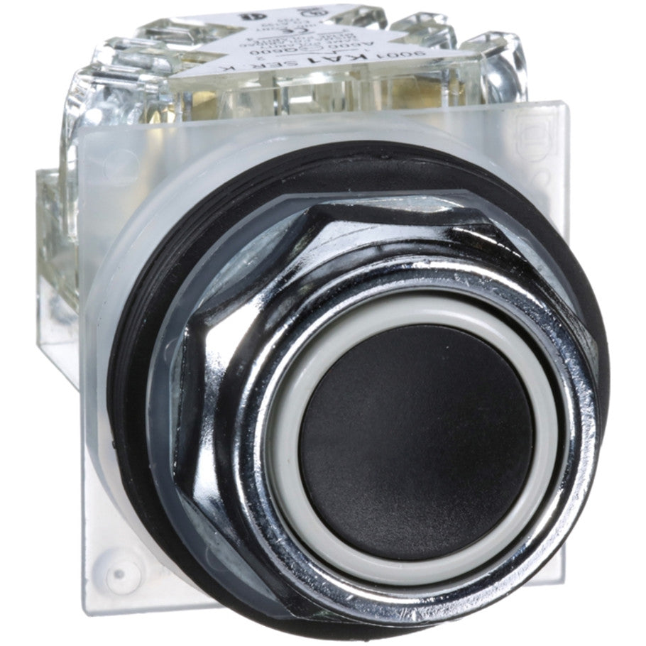 Non-Illuminated 30mm Pushbutton Operator, Momentary, 1NO/1NC Contact (KA1), Full Guard, Black Pushbutton Head