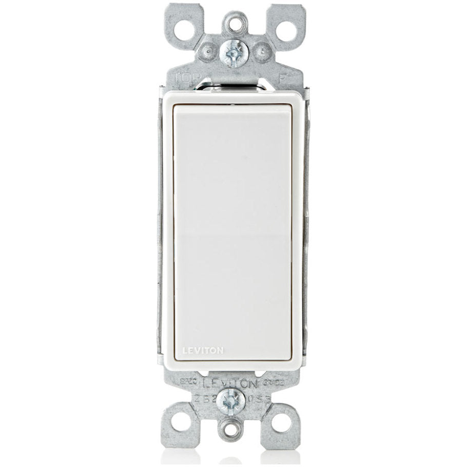 Decora Rocker Switch, Residential Grade, Self Grounding, 15A, 120/277V, 1-Pole, White