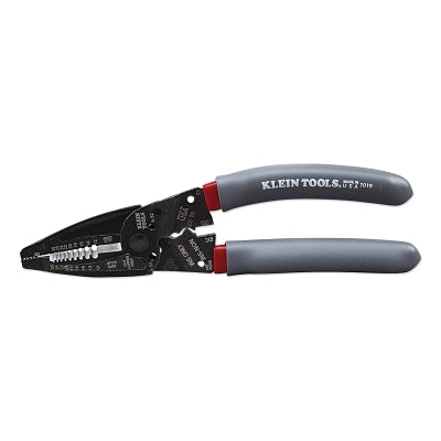 Klein-Kurve Wire Stripper/Cutter/Crimper, 7.75 in OAL, 10 to 26 AWG Solid/12 to 28 AWG Stranded, Gray/Red Handle