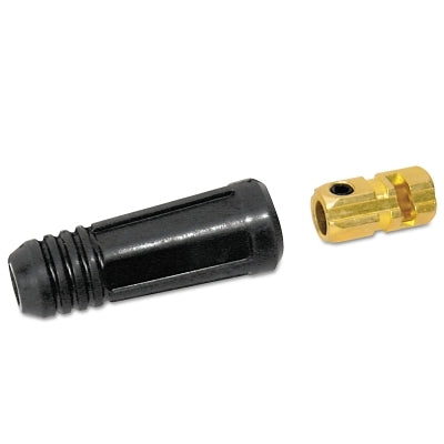Dinse Style Cable Plug and Socket, Female, Ball Point Connection, #1 AWG to 1/0 AWG Cable Capacity