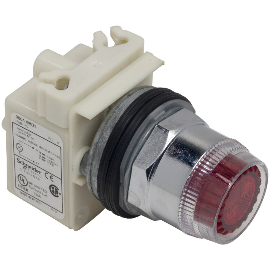 Type K 30mm Pushbutton Operator, Illuminated, Full Guard, 24-28 Vac/Vdc, Red