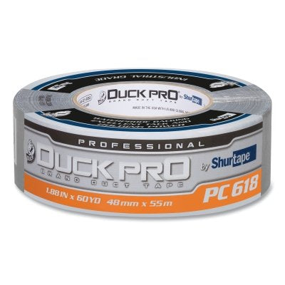 PC 618S Duck Pro by Shurtape Professional Grade Co-Extruded Cloth Duct Tape, 48 mm W x 55 m L x 10 mil Thick, Silver