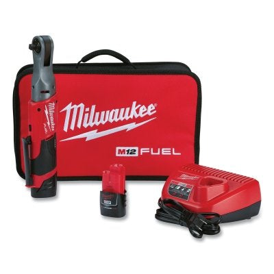 M12 Cordless Lithium-Ion Ratchet, 3/8 in Square, 12 V, 200 RPM, 2.0 Ah M12 Battery (2), Standard Charger