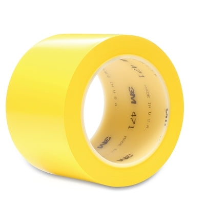 3M 021200-04310 Vinyl Tape 471, 2 in W x 36 yd L, 5.2 mil Thick, Yellow