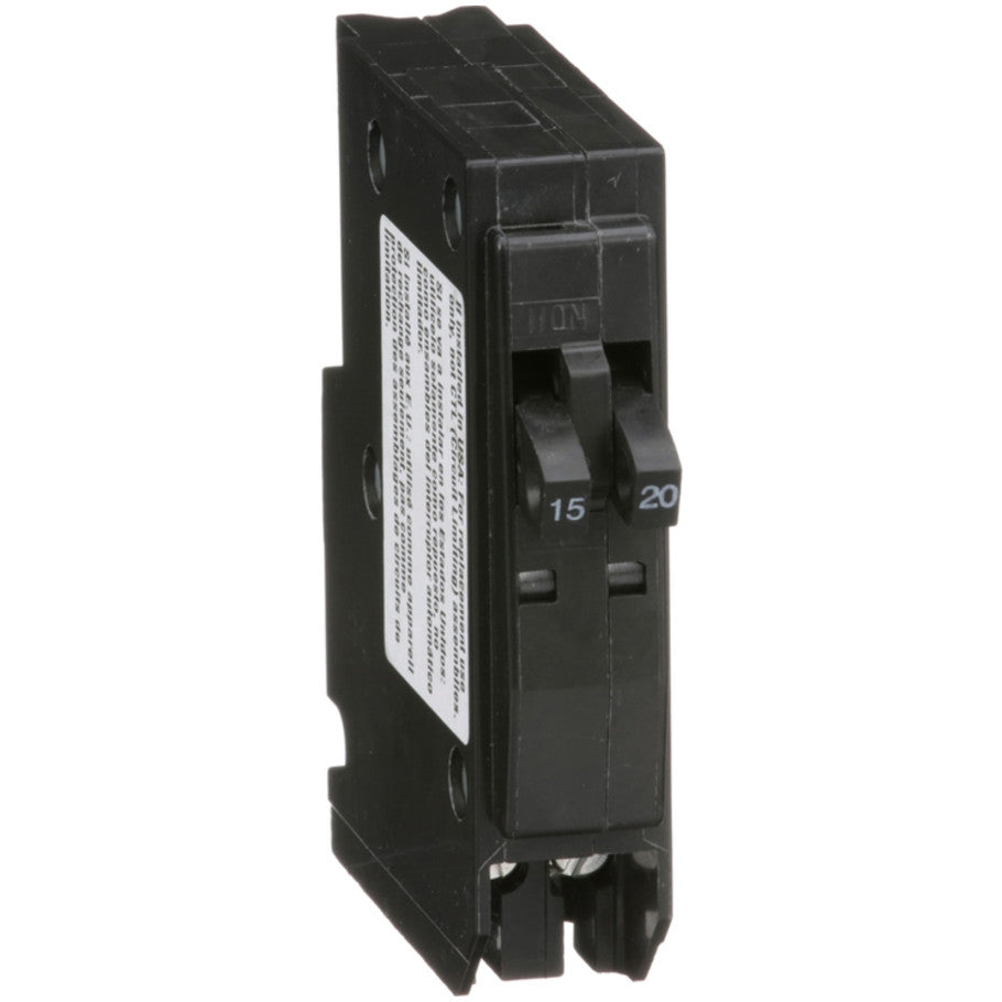 QO Miniature Circuit Breaker, Plug-On, Replacement Tandem, 10kA, 120/240 Vac, 1-Pole, 15/20A