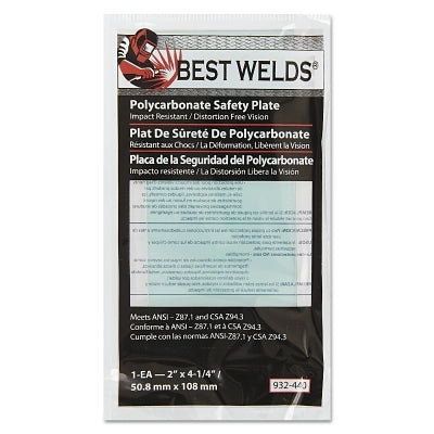 Safety Plate, 2 in x 4-1/4 in, Polycarbonate, Clear