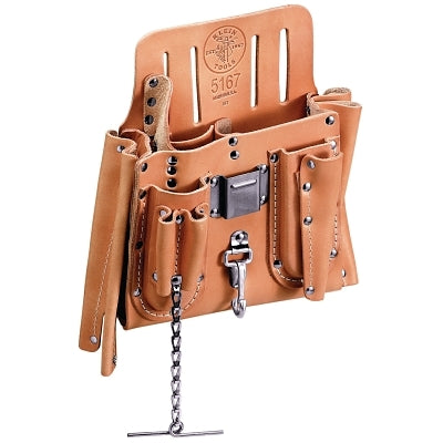 Tool Pouches, 11 Compartment, Black, Leather, Belt Slot