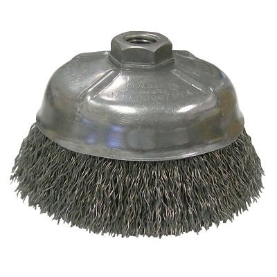 Crimped Wire Cup Brush, 5 in Dia., 5/8-11 UNC Arbor, .020 Steel Wire