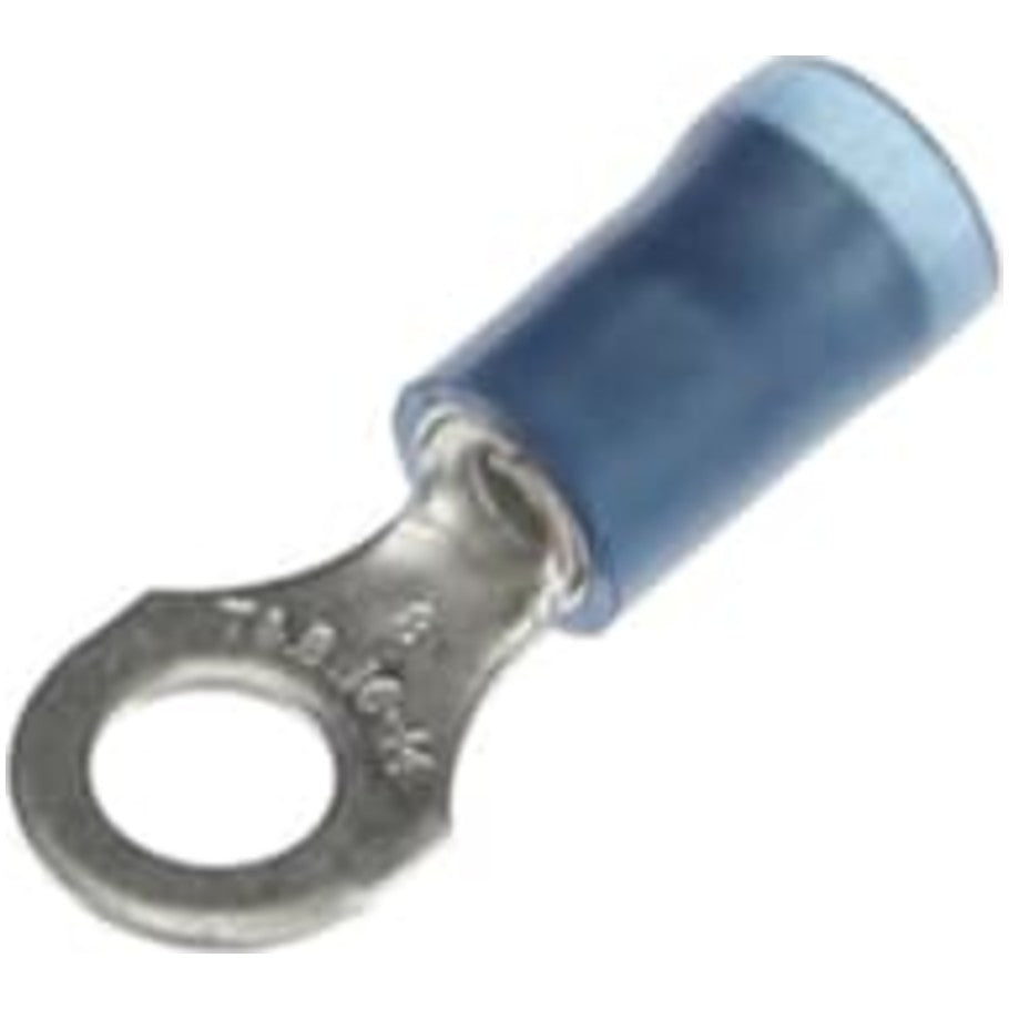 Sta-Kon Nylon-Insulated Ring Terminal, 18 to 14 AWG,  8, Blue, 100 PK