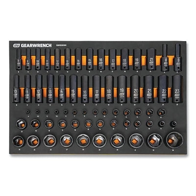 Modular Impact Socket Set, 66-pc, Metric, 6 Point, 1/4 in, 3/8 in and 1/2 in Drive