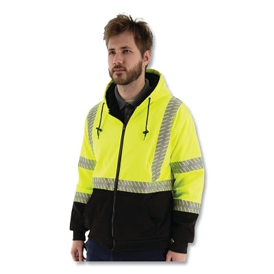 High-Pile Fleece Jacket, Class 3 with Chainsaw Striping, Mesh Polyester, 5X-Large, High-Visibility Yellow