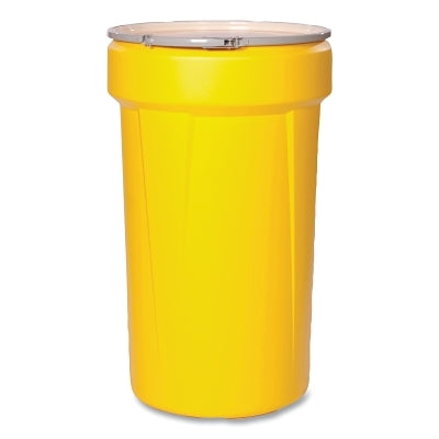 Poly Drum, Lab Pack Open-Head, Plastic Lever-Lock Lid, Yellow, 55 gal