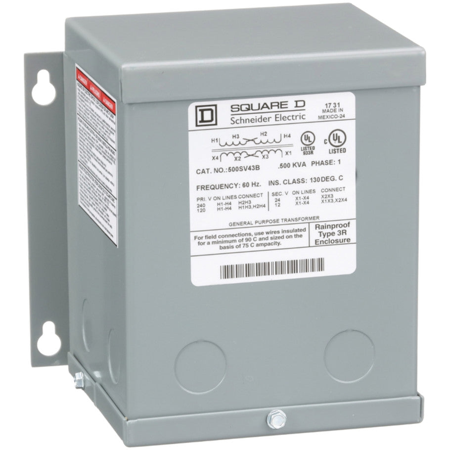 Dry Type Transformer, Buck Boost, General Purpose, 1 Phase, 0.50 kVA, 120 x 240V Primary, 12/24V Secondary, NEMA 1/3R