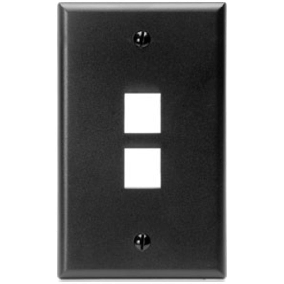 QuickPort Standard Plastic Wallplate, 1-Gang, 2-Port, Black
