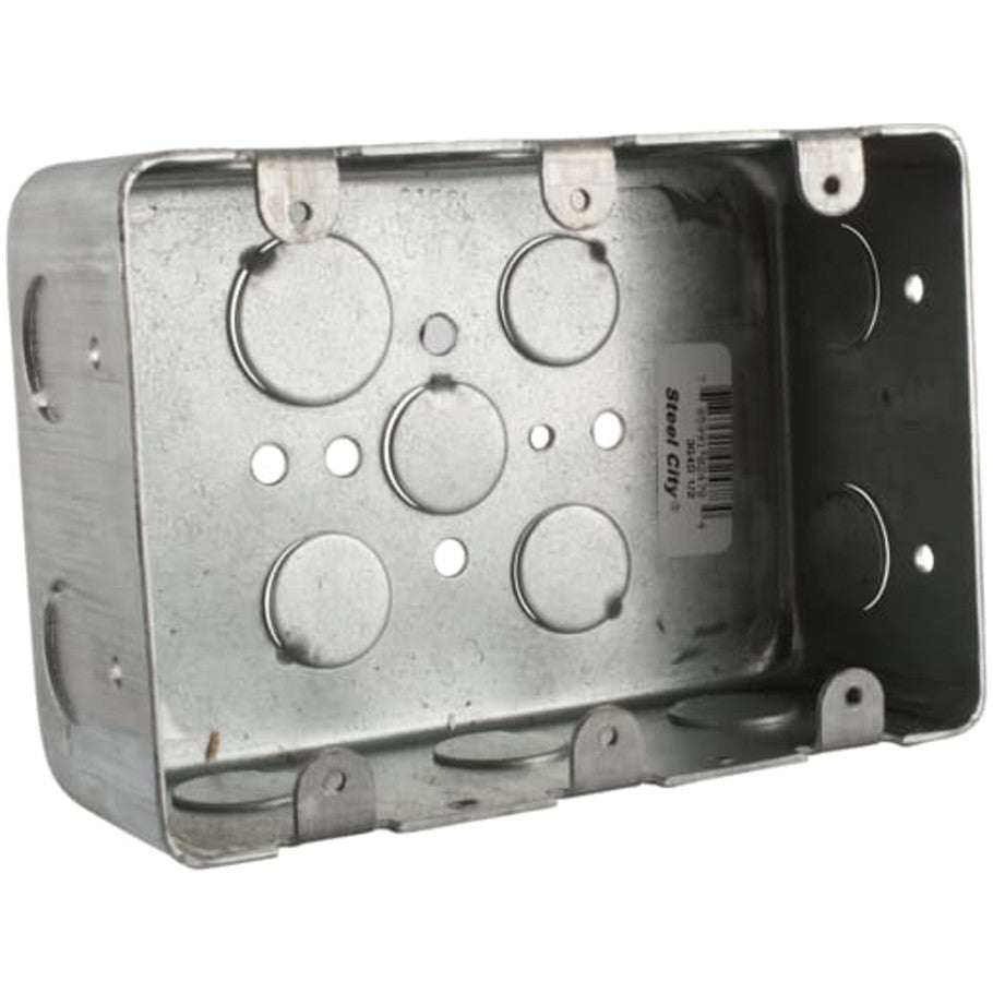 Steel City Device Box, Steel, Drawn, 2-1/8 in. D, 3-Gang, (10) 1/2 in. Side KO