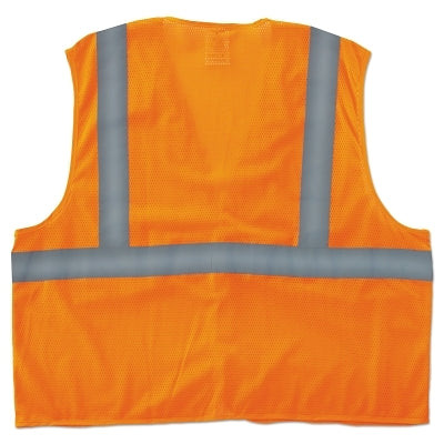 GloWear Safety Vest, 8205HL, Mesh, Class 2, Type R, 2 in Reflective Tape, Hook and Loop, Large/X-Large, Orange