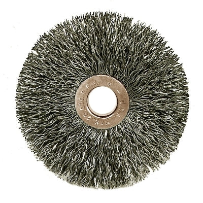Copper Center Small Diameter Wire Wheel, 3 in dia x 5/8 in W Face, 0.006 in Stainless Steel Wire, 20000 RPM