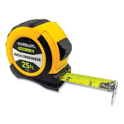 Powerblade II Tape Measure, 25 ft, 1-1/16 in W, Inch, Yellow