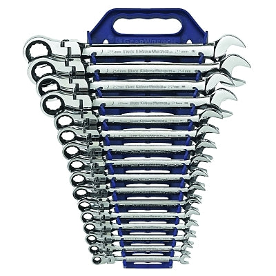 16 Pc. Flexible Combination Ratcheting Wrench Sets, Metric