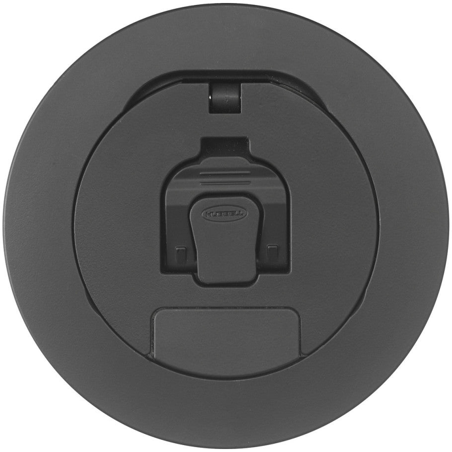 Hubbell Wiring Device Kellems, Fire Rated Poke Throughs, Recessed 4"Series, Cover Assembly, Black Powder Coat