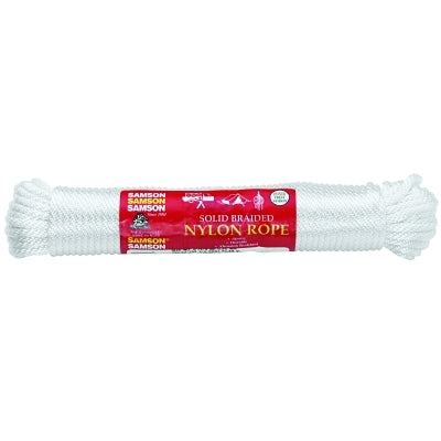 General Purpose 12-Strand Cord, 4000 lb Cap., 500 ft L, Solid Braid Nylon, White