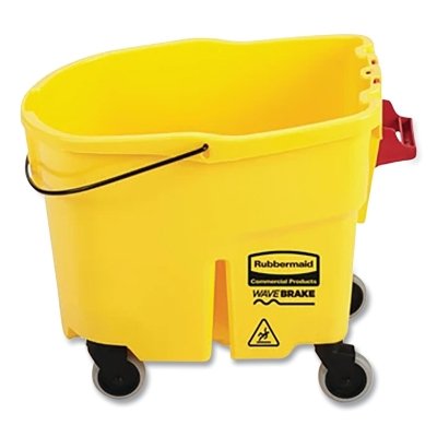 WaveBrake Mop Bucket w/Casters, 35 qt, Yellow