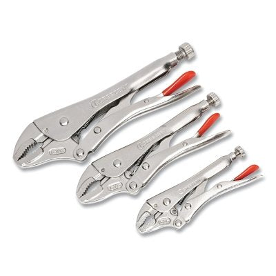 Curved Jaw Locking Plier w/Wire Cutter, 12.75 in L, Set of 3, Rawhide