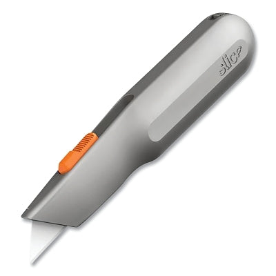 Manual Metal-Handle Utility Knife, 6.69 in L, Manual Retracting Blade, Ceramic, Metal Handle, Gray